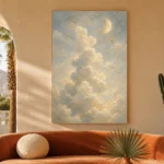 Cream & Blue Moonlit Cloud Celestial Nursery Wall Art Canvas Print - Image 6