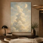 Cream & Blue Moonlit Cloud Celestial Nursery Wall Art Canvas Print - Image 7