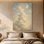 Cream & Blue Moonlit Cloud Celestial Nursery Wall Art Canvas Print - Image 8