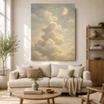 Cream & Blue Moonlit Cloud Celestial Nursery Wall Art Canvas Print - Image 10