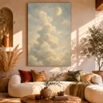 Cream & Blue Moonlit Cloud Celestial Nursery Wall Art Canvas Print - Image 11