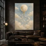 Pale Blue & Gold Moon Balloon Celestial Nursery Wall Art Canvas Print - Image 5