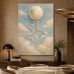 Pale Blue & Gold Moon Balloon Celestial Nursery Wall Art Canvas Print - Image 7