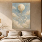 Pale Blue & Gold Moon Balloon Celestial Nursery Wall Art Canvas Print - Image 8