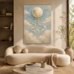 Pale Blue & Gold Moon Balloon Celestial Nursery Wall Art Canvas Print - Image 9