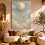 Pale Blue & Gold Moon Balloon Celestial Nursery Wall Art Canvas Print - Image 11