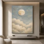Cream & Gold Full Moon Celestial Nursery Wall Art Canvas Print - Image 4