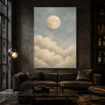 Cream & Gold Full Moon Celestial Nursery Wall Art Canvas Print - Image 5