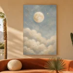 Cream & Gold Full Moon Celestial Nursery Wall Art Canvas Print - Image 6