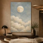 Cream & Gold Full Moon Celestial Nursery Wall Art Canvas Print - Image 7