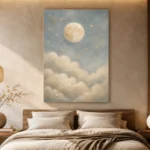 Cream & Gold Full Moon Celestial Nursery Wall Art Canvas Print - Image 8