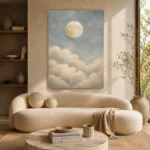 Cream & Gold Full Moon Celestial Nursery Wall Art Canvas Print - Image 9