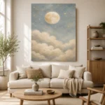 Cream & Gold Full Moon Celestial Nursery Wall Art Canvas Print - Image 10
