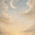 Cream & Champagne Dawn Moon Celestial Nursery Wall Art Canvas Print