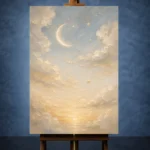 Cream & Champagne Dawn Moon Celestial Nursery Wall Art Canvas Print - Image 2