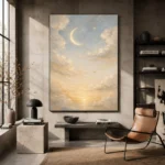 Cream & Champagne Dawn Moon Celestial Nursery Wall Art Canvas Print - Image 3