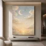Cream & Champagne Dawn Moon Celestial Nursery Wall Art Canvas Print - Image 4
