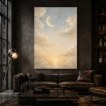 Cream & Champagne Dawn Moon Celestial Nursery Wall Art Canvas Print - Image 5