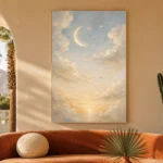 Cream & Champagne Dawn Moon Celestial Nursery Wall Art Canvas Print - Image 6