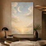 Cream & Champagne Dawn Moon Celestial Nursery Wall Art Canvas Print - Image 7