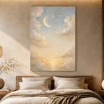 Cream & Champagne Dawn Moon Celestial Nursery Wall Art Canvas Print - Image 8