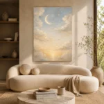 Cream & Champagne Dawn Moon Celestial Nursery Wall Art Canvas Print - Image 9