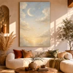 Cream & Champagne Dawn Moon Celestial Nursery Wall Art Canvas Print - Image 11