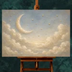 Cream & Gold Harbor Moon Celestial Nursery Wall Art Canvas Print - Image 2