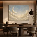 Cream & Gold Harbor Moon Celestial Nursery Wall Art Canvas Print - Image 5