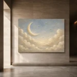 Cream & Gold Harbor Moon Celestial Nursery Wall Art Canvas Print - Image 6