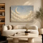 Cream & Gold Harbor Moon Celestial Nursery Wall Art Canvas Print - Image 7