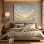 Cream & Gold Harbor Moon Celestial Nursery Wall Art Canvas Print - Image 9