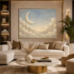 Cream & Gold Harbor Moon Celestial Nursery Wall Art Canvas Print - Image 10