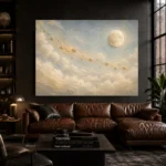 Pale Blue & Gold Star Cloud Celestial Nursery Wall Art Canvas Print - Image 4