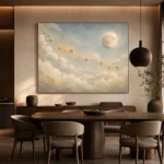 Pale Blue & Gold Star Cloud Celestial Nursery Wall Art Canvas Print - Image 5