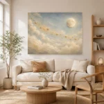 Pale Blue & Gold Star Cloud Celestial Nursery Wall Art Canvas Print - Image 8