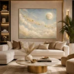Pale Blue & Gold Star Cloud Celestial Nursery Wall Art Canvas Print - Image 10