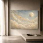 Pale Blue & Gold Star Cloud Celestial Nursery Wall Art Canvas Print - Image 11