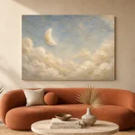 Cream & Soft Gold Half Moon Celestial Nursery Wall Art Canvas Print - Image 3