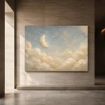 Cream & Soft Gold Half Moon Celestial Nursery Wall Art Canvas Print - Image 6