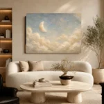Cream & Soft Gold Half Moon Celestial Nursery Wall Art Canvas Print - Image 7