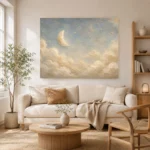 Cream & Soft Gold Half Moon Celestial Nursery Wall Art Canvas Print - Image 8