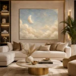 Cream & Soft Gold Half Moon Celestial Nursery Wall Art Canvas Print - Image 10