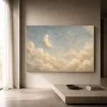 Cream & Soft Gold Half Moon Celestial Nursery Wall Art Canvas Print - Image 11