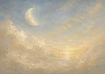 Cream & Champagne Morning Moon Celestial Nursery Wall Art Canvas Print