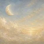 Cream & Champagne Morning Moon Celestial Nursery Wall Art Canvas Print