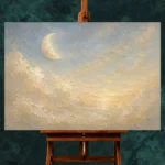 Cream & Champagne Morning Moon Celestial Nursery Wall Art Canvas Print - Image 2