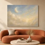 Cream & Champagne Morning Moon Celestial Nursery Wall Art Canvas Print - Image 3
