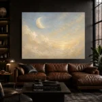 Cream & Champagne Morning Moon Celestial Nursery Wall Art Canvas Print - Image 4