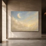 Cream & Champagne Morning Moon Celestial Nursery Wall Art Canvas Print - Image 6
